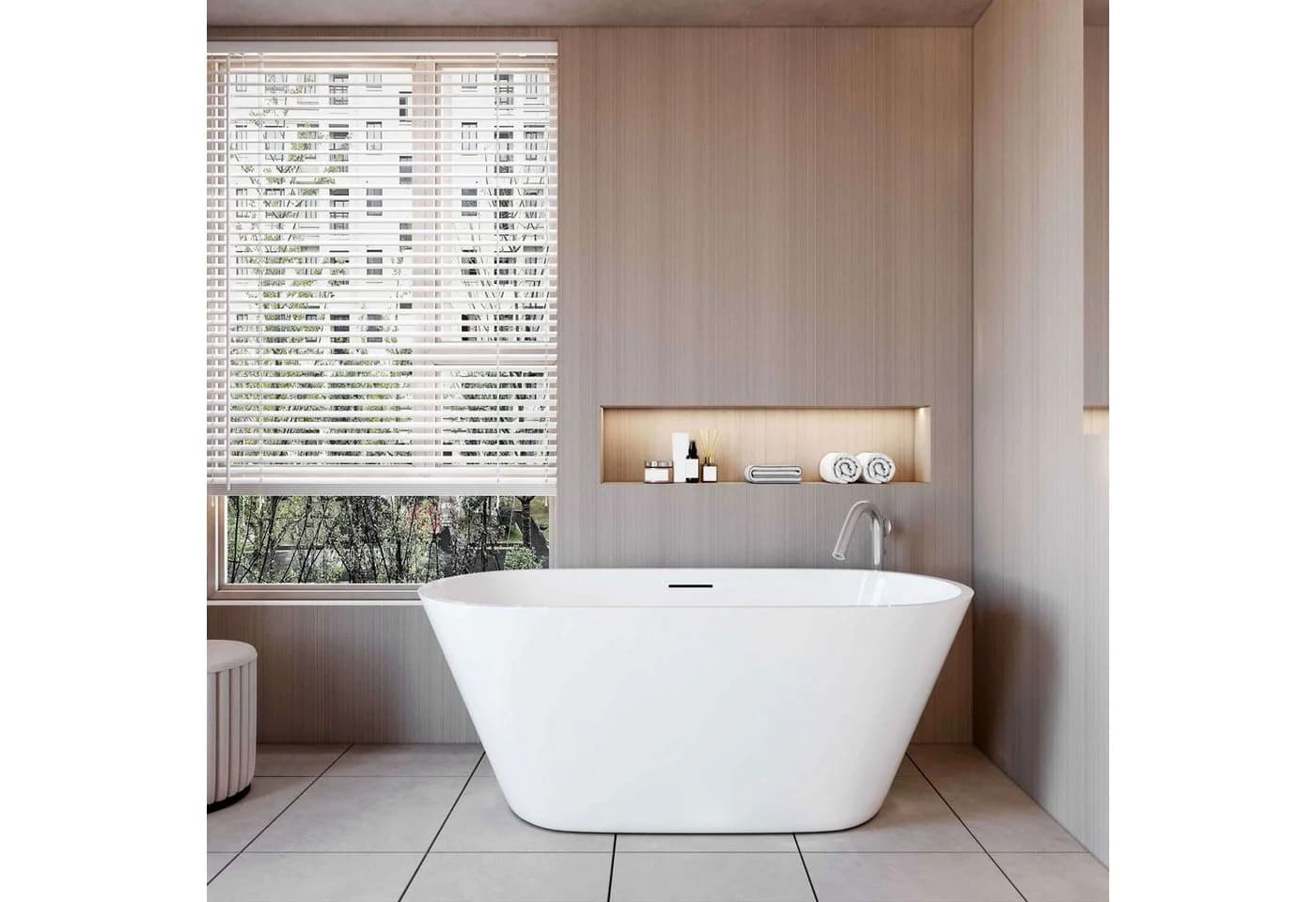 AICA Acrylbadewanne Freistehende Badewanne 58/65 cm