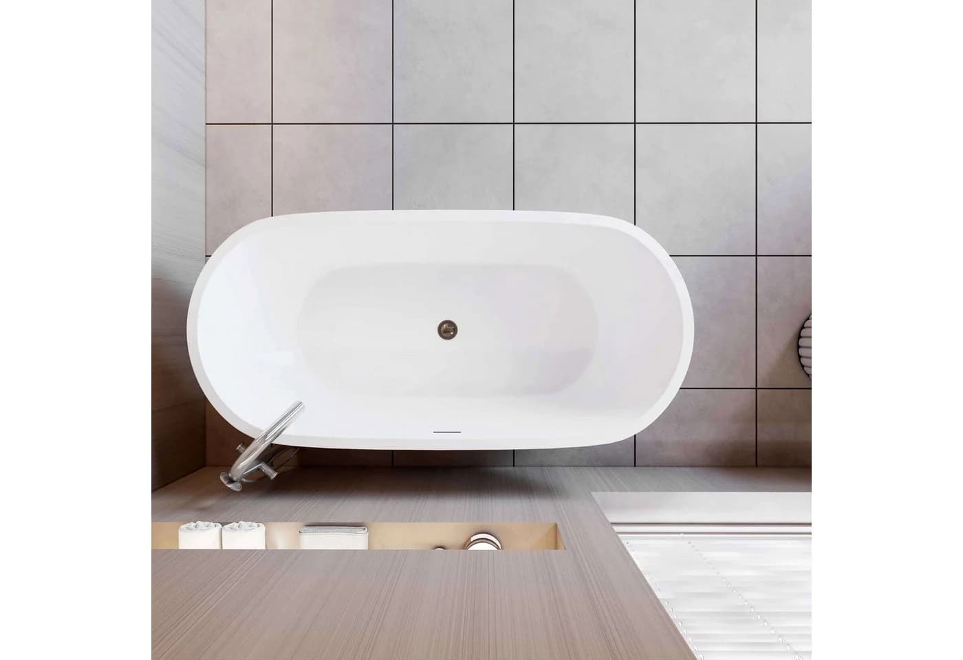 AICA Acrylbadewanne Freistehende Badewanne 58/65 cm - Bild 5