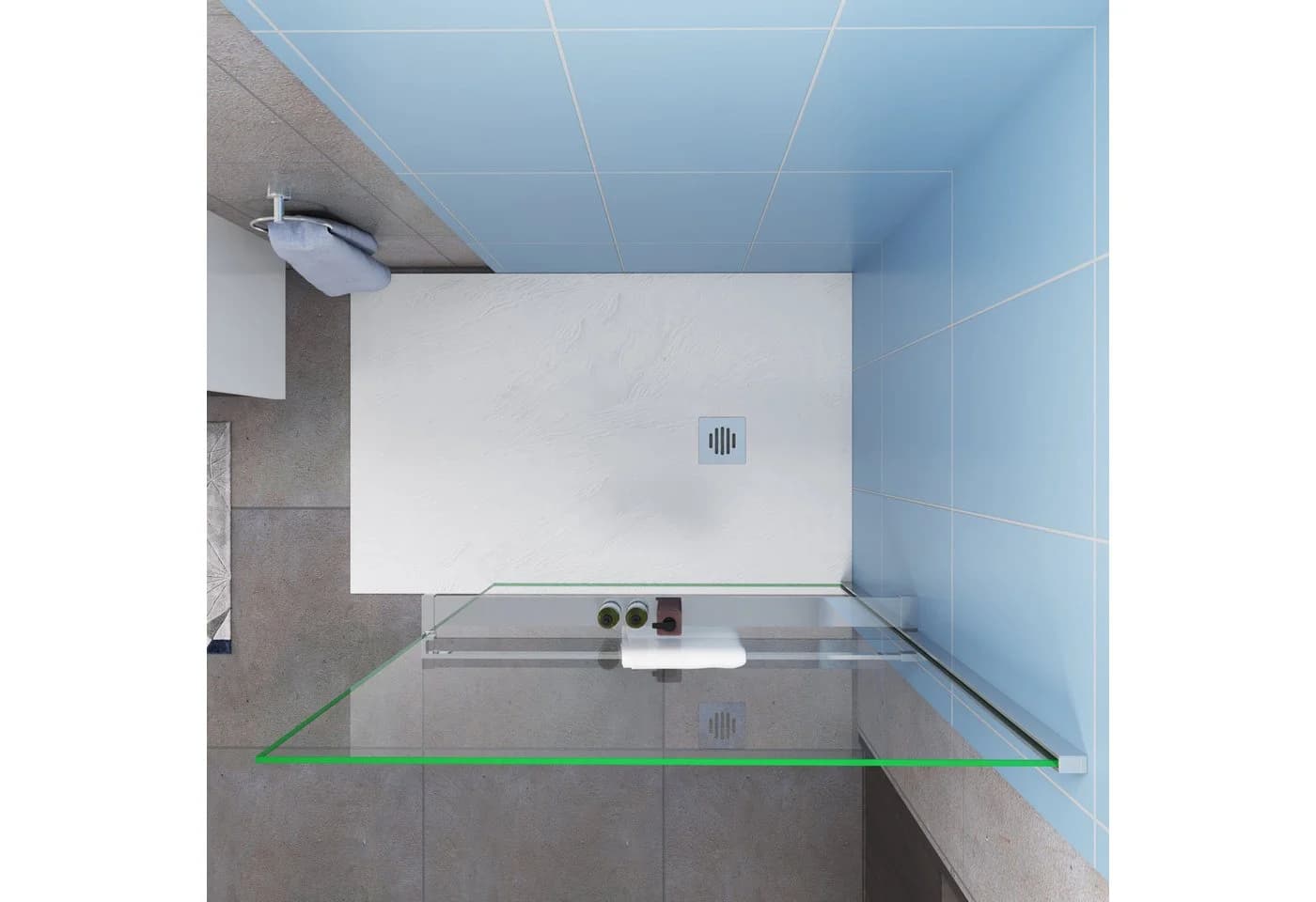AICA Handtuchhalter 8 mm Dicke Walk-in Dusche Aluminium Chrom Schwarz