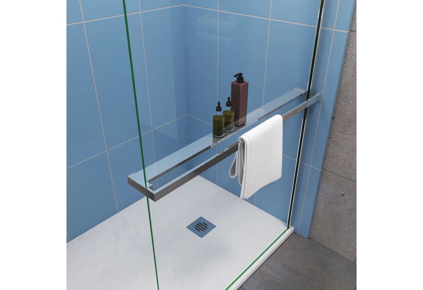AICA Handtuchhalter 8 mm Dicke Walk-in Dusche Aluminium Chrom Schwarz - Bild 5
