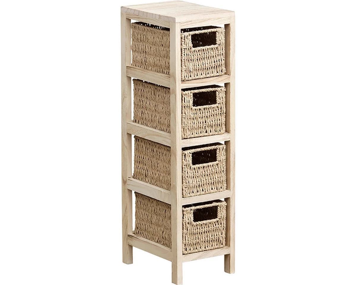 TENDANCE Badkommode Regal Korbregal Holz Landhaus