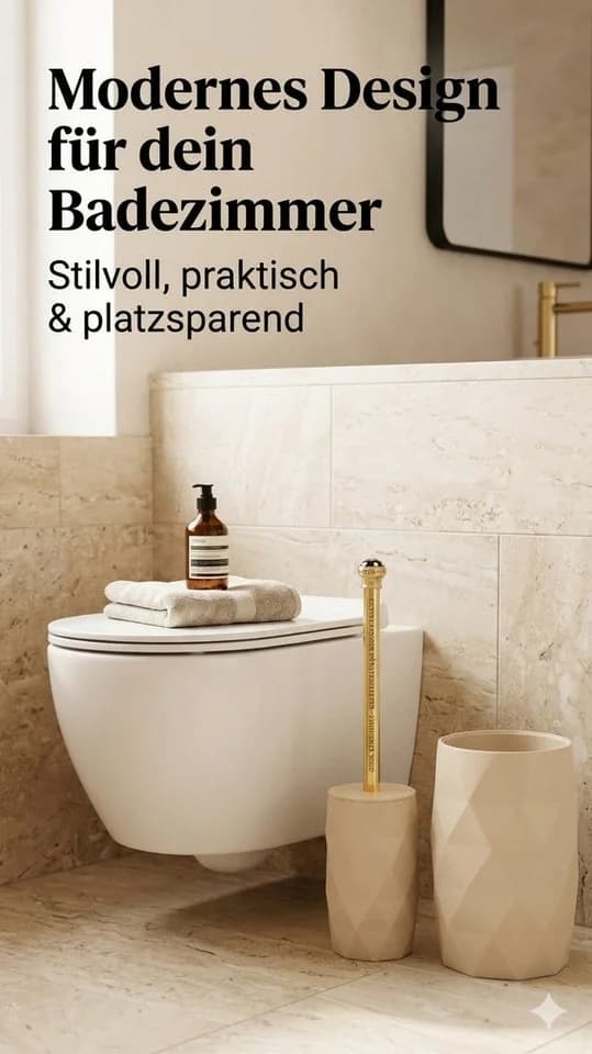 TENDANCE Badaccessoire-Set 2-teilig Toilettenbürste Kosmetikeimer Gold/Beige - Bild 5
