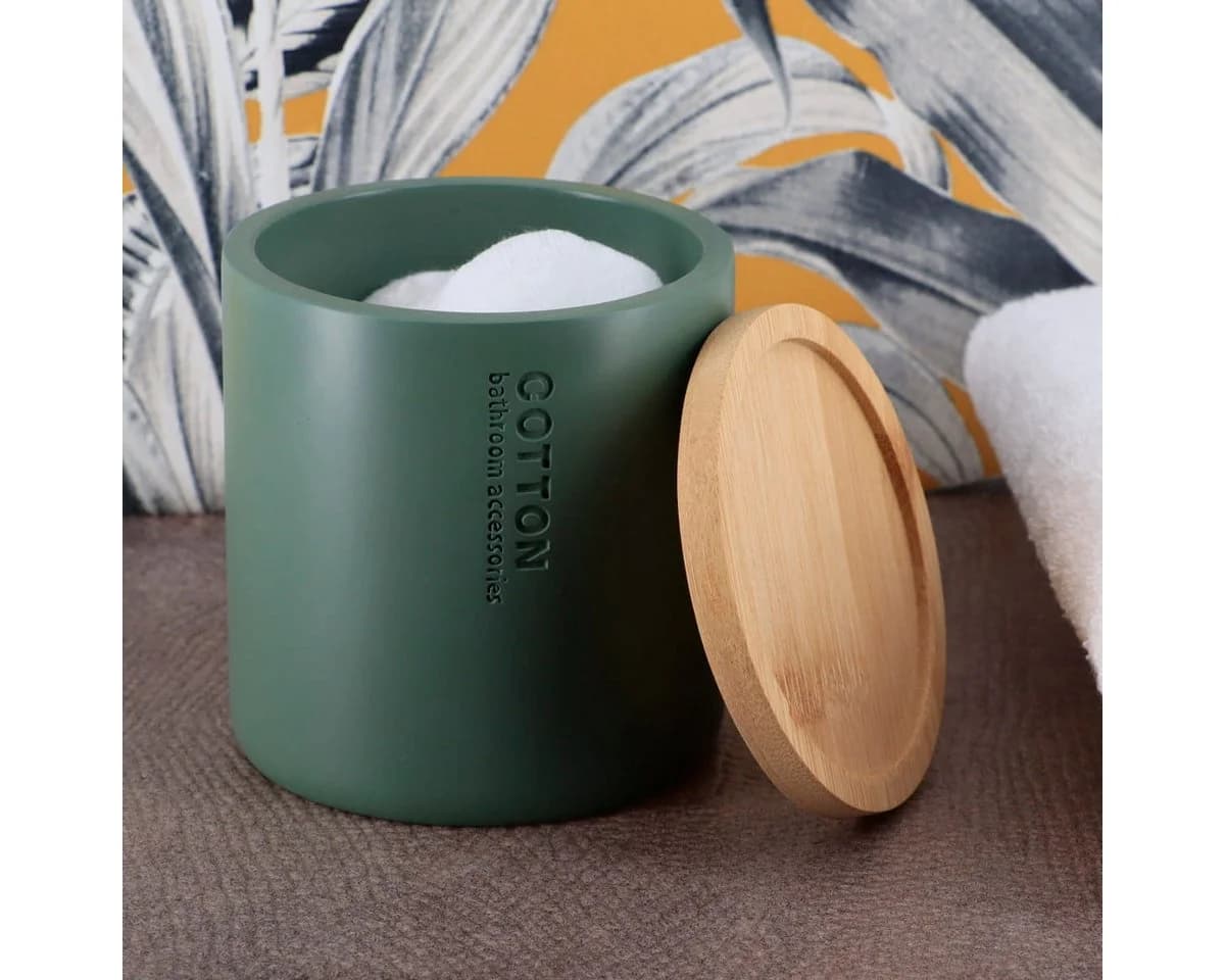 TENDANCE Wattestäbchenspender Polyresin/Bambus Modern - Bild 2