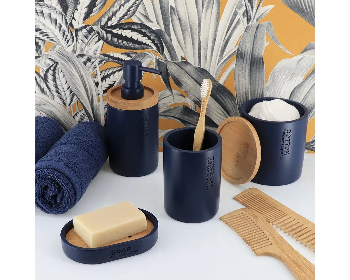 TENDANCE Badaccessoire-Set 5 teilig Polyresin/Bambus - Bild 2