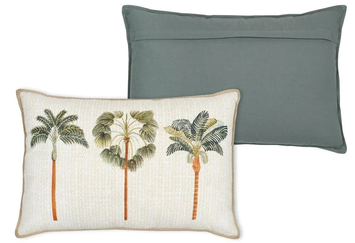 SCHÖNER LEBEN. Dekokissen Casablanca Palmen Beige Grün