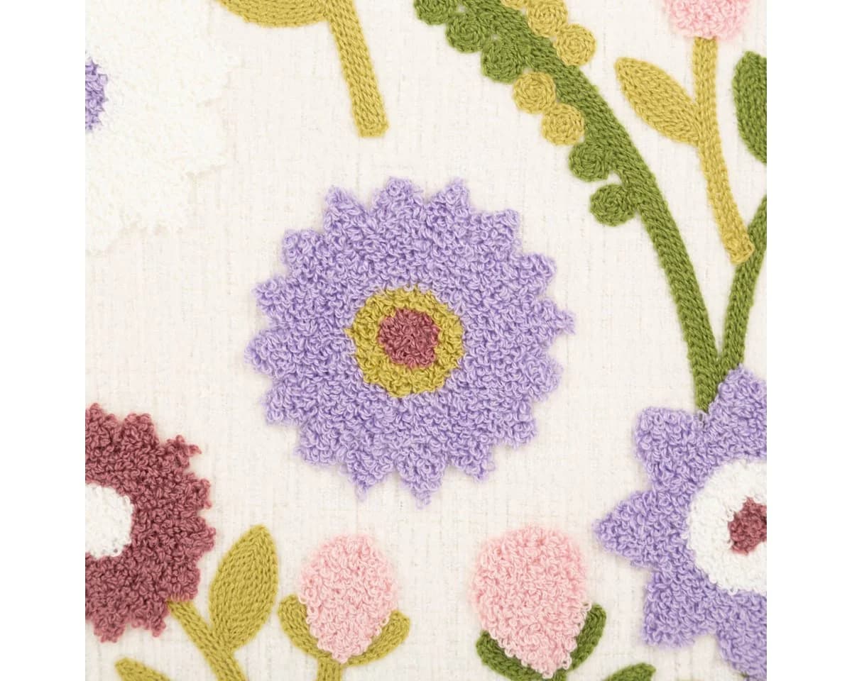 SCHÖNER LEBEN. Dekokissen Blumenmotiv Chenille Wollweiß Beige Gelb - Bild 3