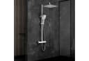 Duschparadies Thermostat-Duschset 30cm Kopfbrause Edelstahl Silber Schwarz Bild 2