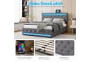 ADWOLT Stauraumbett Grau mit LED, USB & Schubladen Bild 5