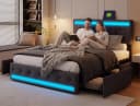 ADWOLT Stauraumbett Grau mit LED-Beleuchtung und USB-Anschluss Bild 2