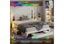 FUROKOY Polsterbett Doppelbett Stauraumbett mit 3 Schubladen Beige Bild 1