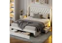 FUROKOY Polsterbett Doppelbett Stauraumbett mit 3 Schubladen Beige Bild 2