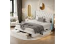 FUROKOY Polsterbett Doppelbett Stauraumbett mit 3 Schubladen Beige Bild 4