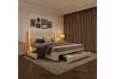FUROKOY Polsterbett Doppelbett Stauraumbett mit 3 Schubladen Beige Bild 5