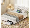 ADWOLT Polsterbett Beige mit LED, USB & Schubladen Bild 2