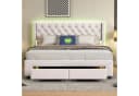 ADWOLT Polsterbett Beige mit LED, USB & Schubladen Bild 3