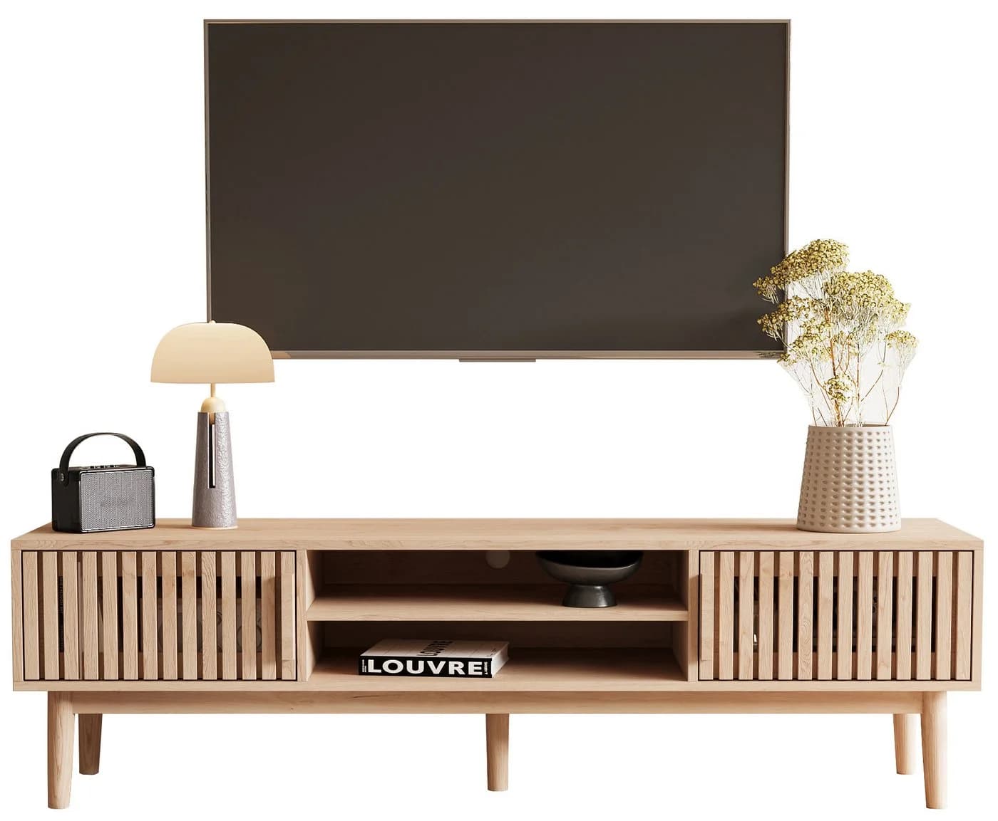 FUROKOY TV-Schrank Lowboard 2 Türen 2 Ablagefächer 150x40x48 cm - Bild 2
