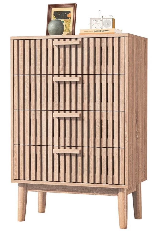 FUROKOY Sideboard Kommode Braun 4 Schubladen mit Dämpfung - Bild 2