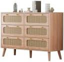 FUROKOY Sideboard Kommode 6 Schubladen Massivholz Braun Bild 2