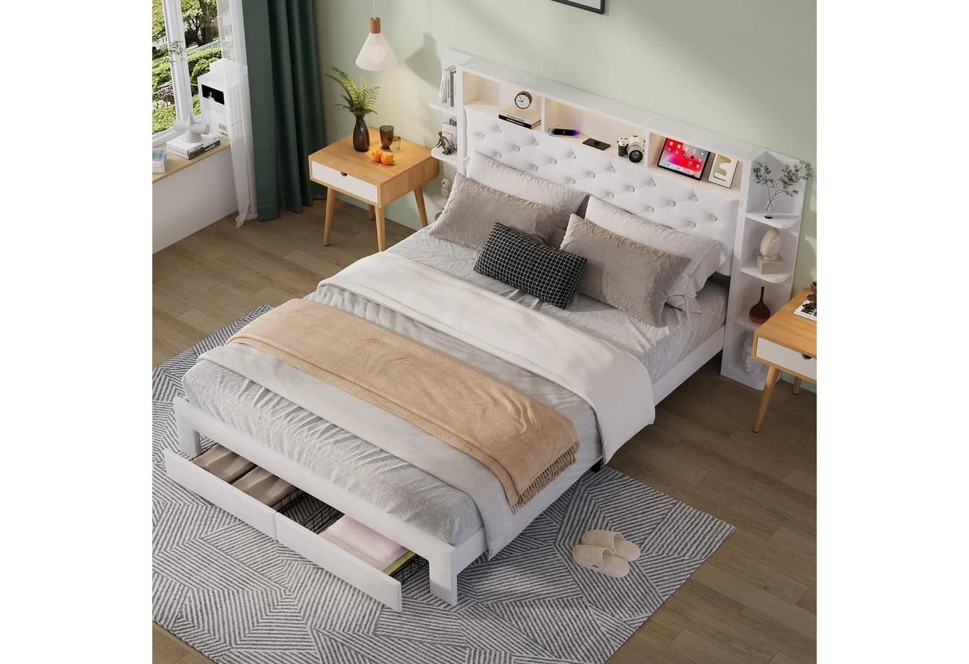 ADWOLT Polsterbett 140x200 cm mit LED, Stauraum & USB - Bild 2