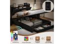 ADWOLT Polsterbett mit LED, USB & Stauraum Grau Leinenstoff Bild 3