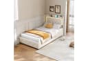 ADWOLT Polsterbett 90x200 cm Beige mit LED, USB & Schubladen Bild 3
