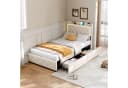 ADWOLT Polsterbett 90x200 cm Beige mit LED, USB & Schubladen Bild 4