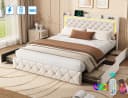ADWOLT Polsterbett Beige mit LED, USB & 4 Schubladen Bild 2