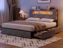 FUROKOY Polsterbett Doppelbett Stauraumbett mit 4 Schubladen Samtstoff, 140x200 cm, Grau Bild 2