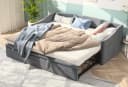 FUROKOY Schlafsofa Daybett Grau Samt mit Lattenrost Bild 2