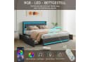 ADWOLT Polsterbett 140x200 Grau mit LED Licht & Schubladen Bild 1