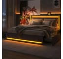 ADWOLT Polsterbett 140x200 Grau mit LED Licht & Schubladen Bild 2