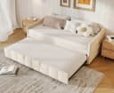 FUROKOY Schlafsofa Beige Samt mit Ausziehmechanismus Bild 2