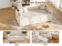 FUROKOY Schlafsofa Beige Samt mit Ausziehmechanismus Bild 3