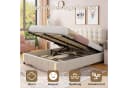 ADWOLT Polsterbett 160x200 mit Bettkasten und LED-Leuchte Beige Samt Bild 1