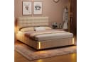 ADWOLT Polsterbett 160x200 mit Bettkasten und LED-Leuchte Beige Samt Bild 4
