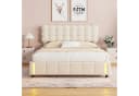 ADWOLT Polsterbett 160x200 mit Bettkasten und LED-Leuchte Beige Samt Bild 5
