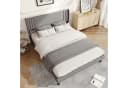 ADWOLT Polsterbett Grau Leinenstoff Doppelbett mit Kopfteil Bild 1