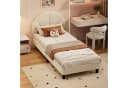 zebery Kinderbett Polsterbett Beige Samt mit verstellbarem Kopfteil Bild 1