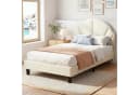 zebery Kinderbett Polsterbett Beige Samt mit verstellbarem Kopfteil Bild 2