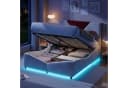 zebery Polsterbett Stauraumbett Beige Samt mit LED-Beleuchtung Bild 2
