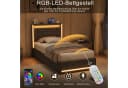 Yelenaro Polsterbett Grau mit LED, USB & Bettkasten Bild 3