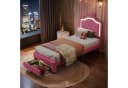 zebery Polsterbett Rosa mit LED-Beleuchtung & Stauraum Bild 1
