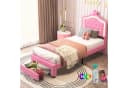 zebery Polsterbett Rosa mit LED-Beleuchtung & Stauraum Bild 2