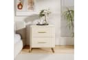zebery Nachttisch 2er-Set Beige Samt mit 2 Schubladen Bild 1