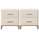 zebery Nachttisch 2er-Set Beige Samt mit 2 Schubladen Bild 2