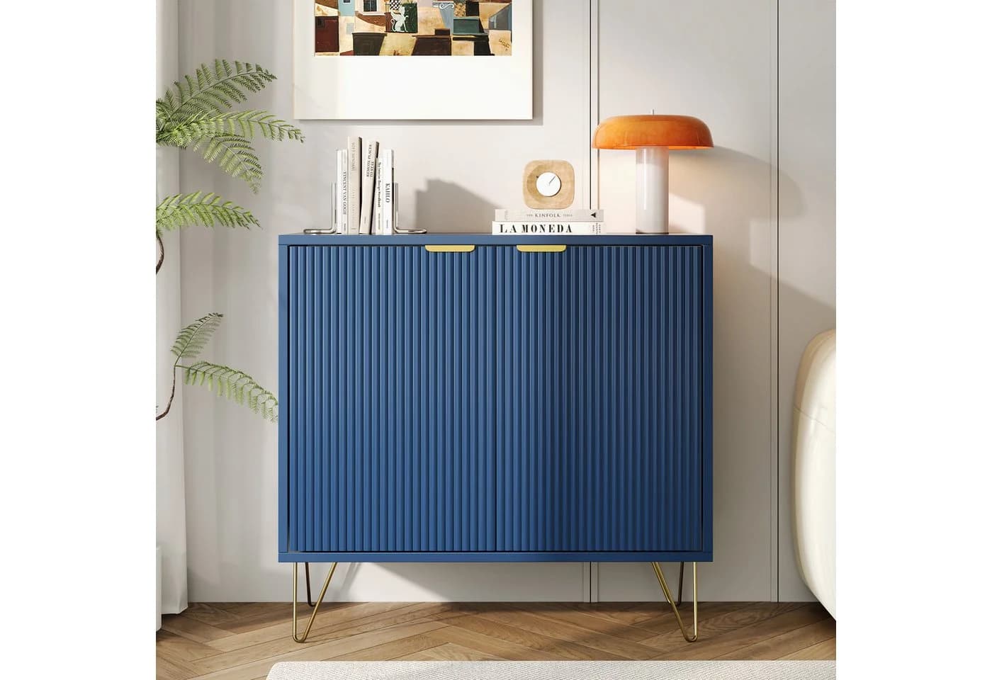 zebery Sideboard Kommode Blau mit Metallbeinen