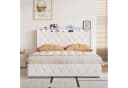 zebery Polsterbett 140x200 mit Bettkasten, LED & USB Beige Samt Bild 1