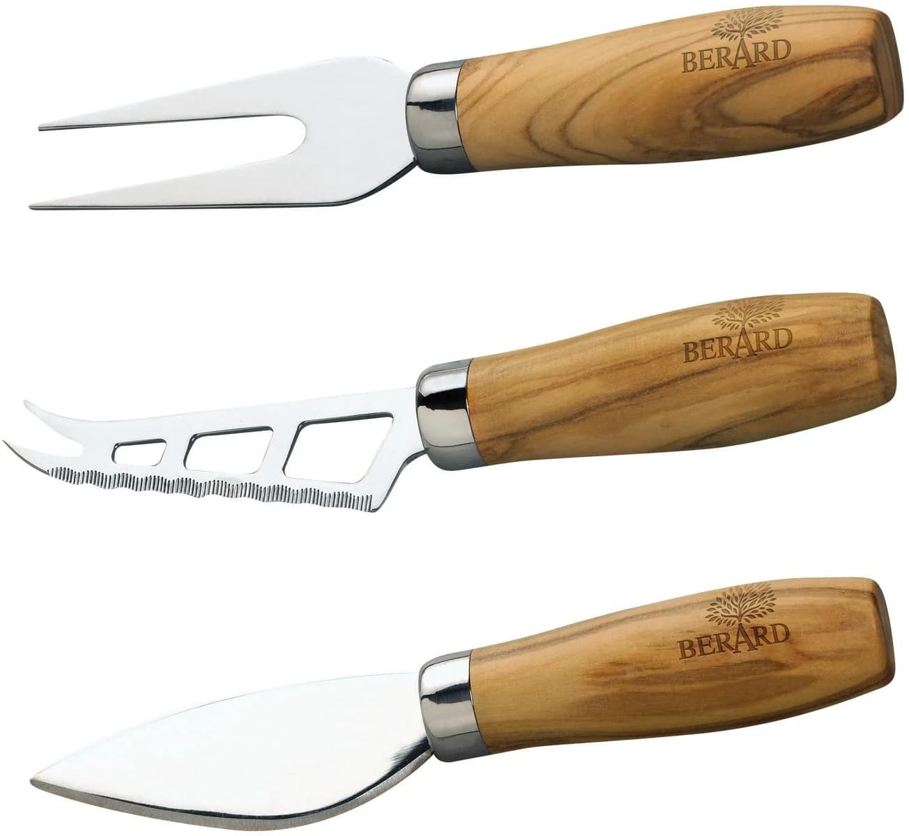 BERARD FRANCE 1892 Käsemesser-Set 3-tlg. Olivenholz & Edelstahl