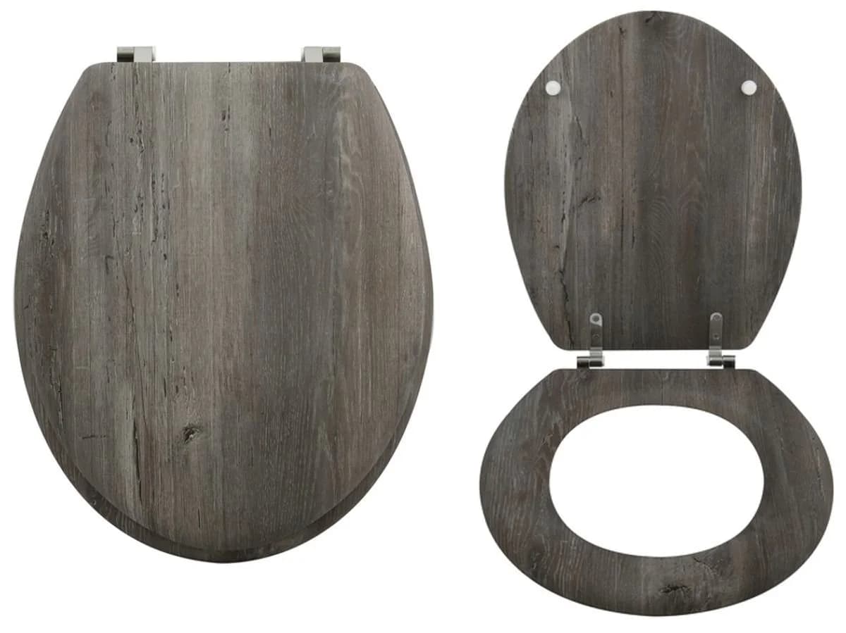 MSV WC-Sitz Blue Ridge Holzkern MDF Edelstahlscharniere grau-braun - Bild 2