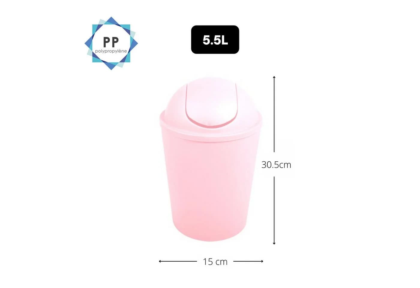 MSV Schwingdeckeleimer 5,5 Liter Kunststoff Pastellrosa - Bild 3